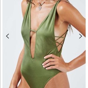 Red topshop "strappy plunge swimsuit"☀️